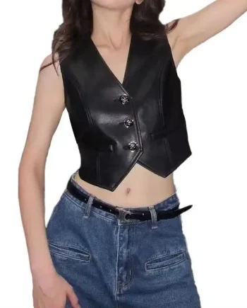 Best Edition New Quality Genuine Leather Canvas Waterproof Breathable Windproof Eco-Friendly Triple Breasted Women's Vest New