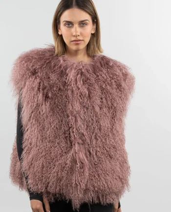 Fashion Design Long Fur Wool Coat Ladies Wool Coats Mongolian Wool Jacket Fur Vest