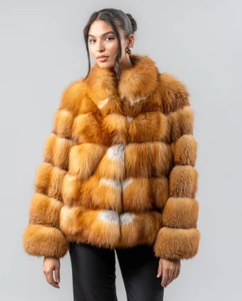 100% Natural Real Fur Coat Luxury Winter Silver Red Fox Fur Short Coat