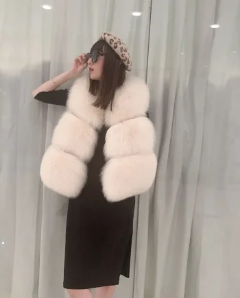 Sleeveless Fur Gilet Coat Fashion Genuine Fur Waistcoat Jacket Ladies Real Fox Fur Womens Winter Vest