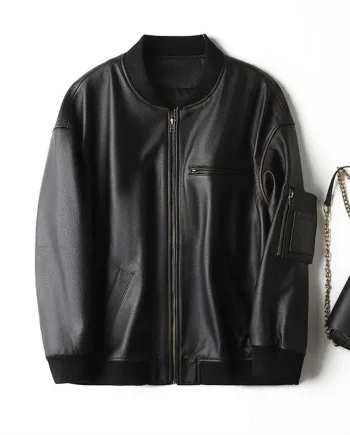 2026 Popular Cloths Vintage Loose Unisex Coat Full Grain Cow Leather Baseball-style Jacket for Women Men