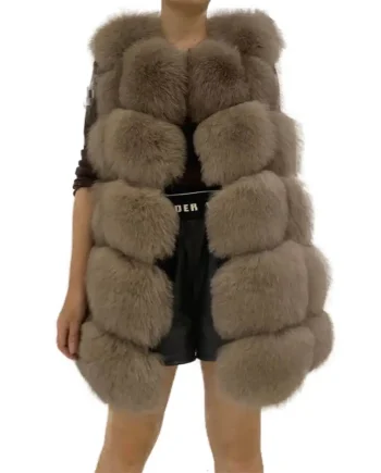Fashion Winter Warm Genuine Fur Vest Coats Trendy Thick Real Fur Long Style Vest for Women