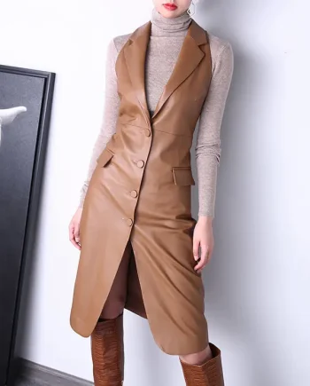 Women's Breathable Genuine Leather Halter Dress with High Waist Skirt Eco-Friendly Service