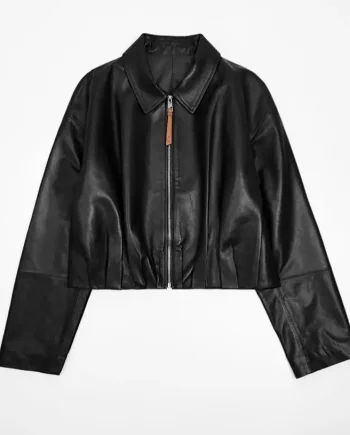 Strawberryfur Vintage Design Women's Genuine Sheep Leather Blouson Brown Breathable Windproof Zipper Closure Stand Collar